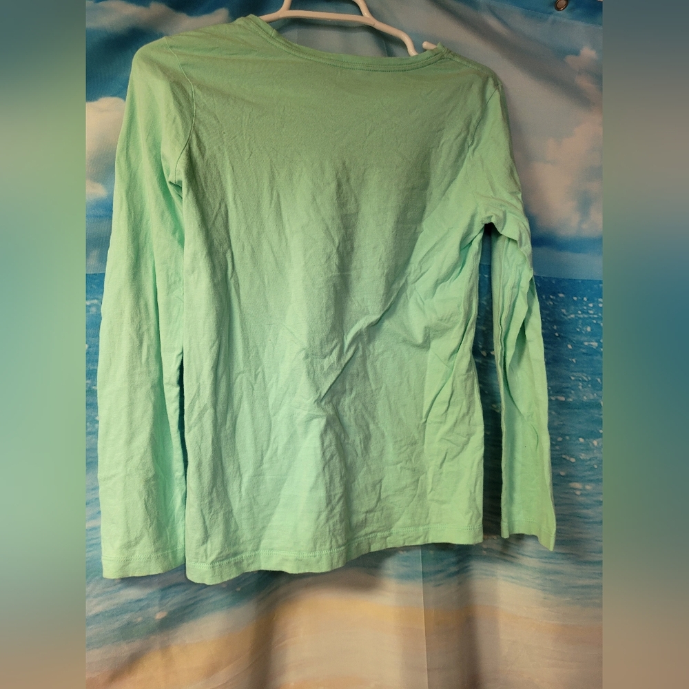Patagonia Mint Green Long Sleeve Tshirt Youth Size Large 12 - Picture 2 of 3
